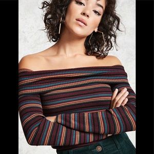 Striped Off the Shoulder Sweater